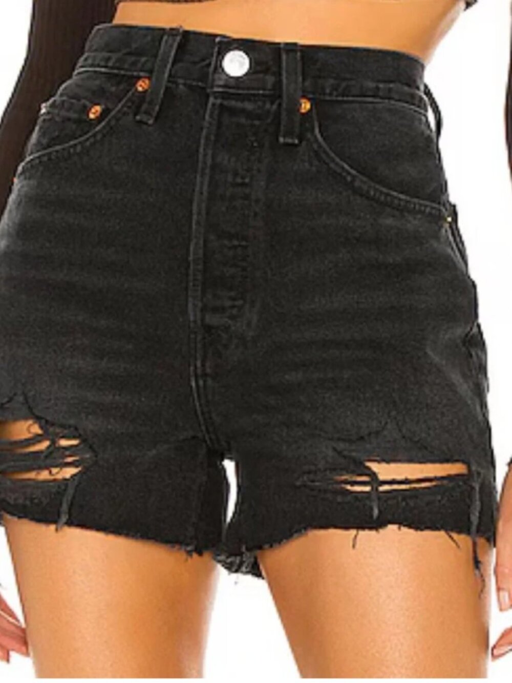 RE/DONE 50s Cutoffs Denim Shorts Distressed Black Size 28